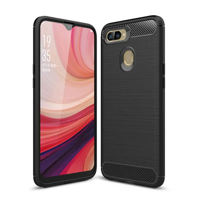 Для OPPO A7 A39 A57 A3 A5 A79 чехол противоударный мягкий ТПУ/углеродное волокно матовая