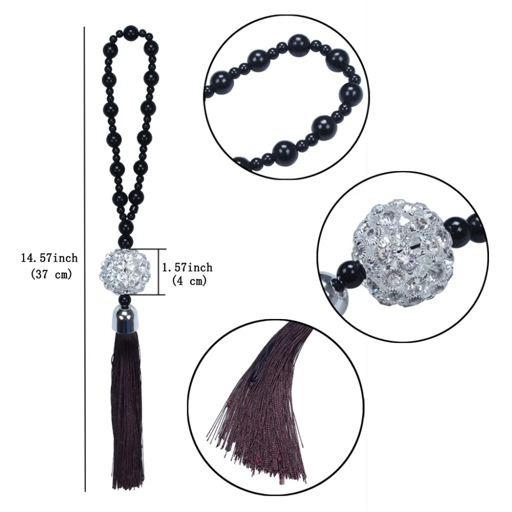 1 X Car Rearview Mirror Hanging Ornament Home Interior Decor Buddha Beads Crystal Ball Lucky Charm Pendant Hangings For Handbag (12)