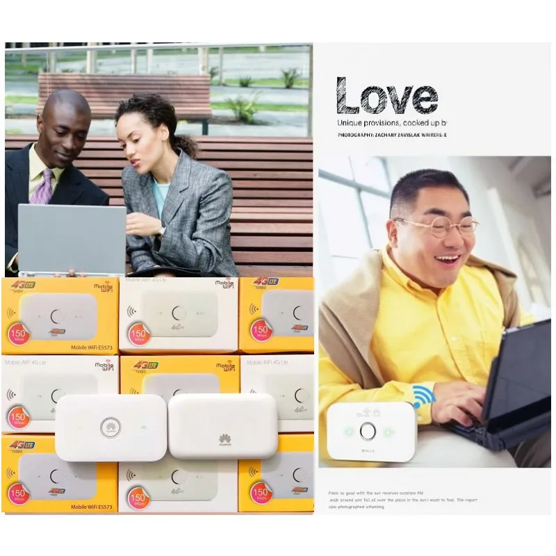  Wholesale Original Unlock LTE FDD 150Mbps HUAWEI E5573 4G Router With Sim Card Slot with 2pcs 4g an