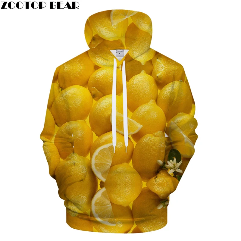 Lemon Print Hoodies 3D hoodie Men Hoody Streatwear Sweatshirt Harajuku