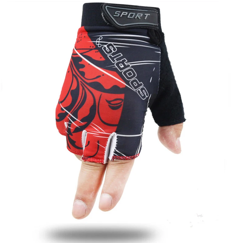 Противоскользящие перчатки для мужчин и женщин, перчатки с половинными пальцами, дышащие летние спортивные перчатки, перчатки Guantes, варежки - Цвет: red