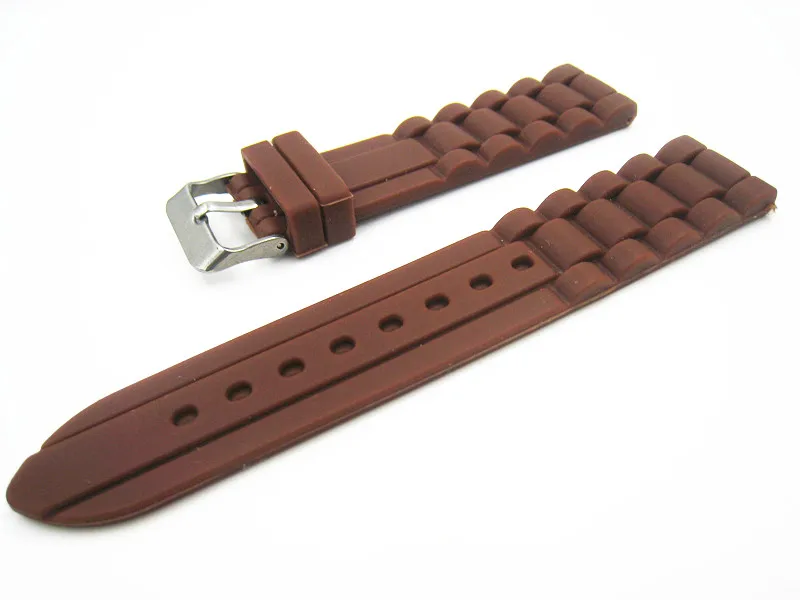 New Arrived Brown Watch Strap High Quality Silicone Straps For Wrist Watches 20mm Rubber Watch