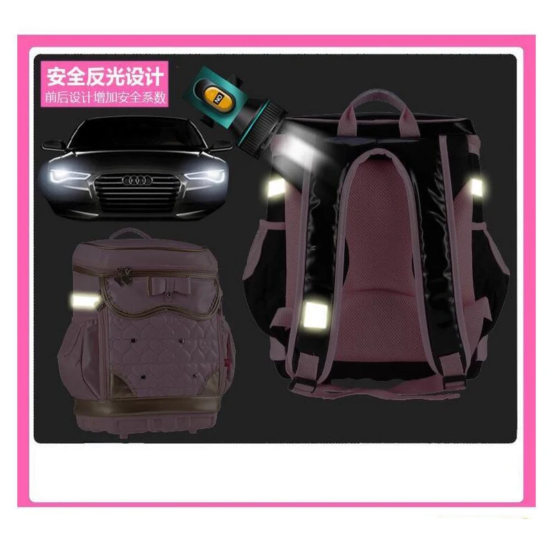 Новое поступление, детский школьный рюкзак для девочек начальной школы, водонепроницаемый рюкзак, высокое качество, искусственная кожа, розовый, черный бант, школьная сумка