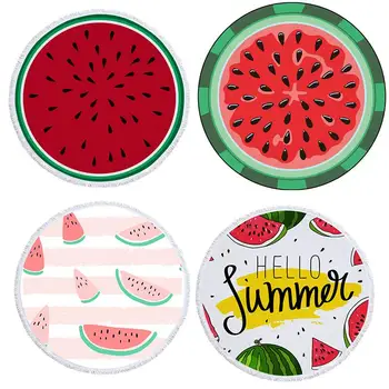 

Summer Printed Strawberry Fruit Beach Towel Microfiber Round Beach Towel For Living Room Home Decor Boho Style Bath Towel Lemon