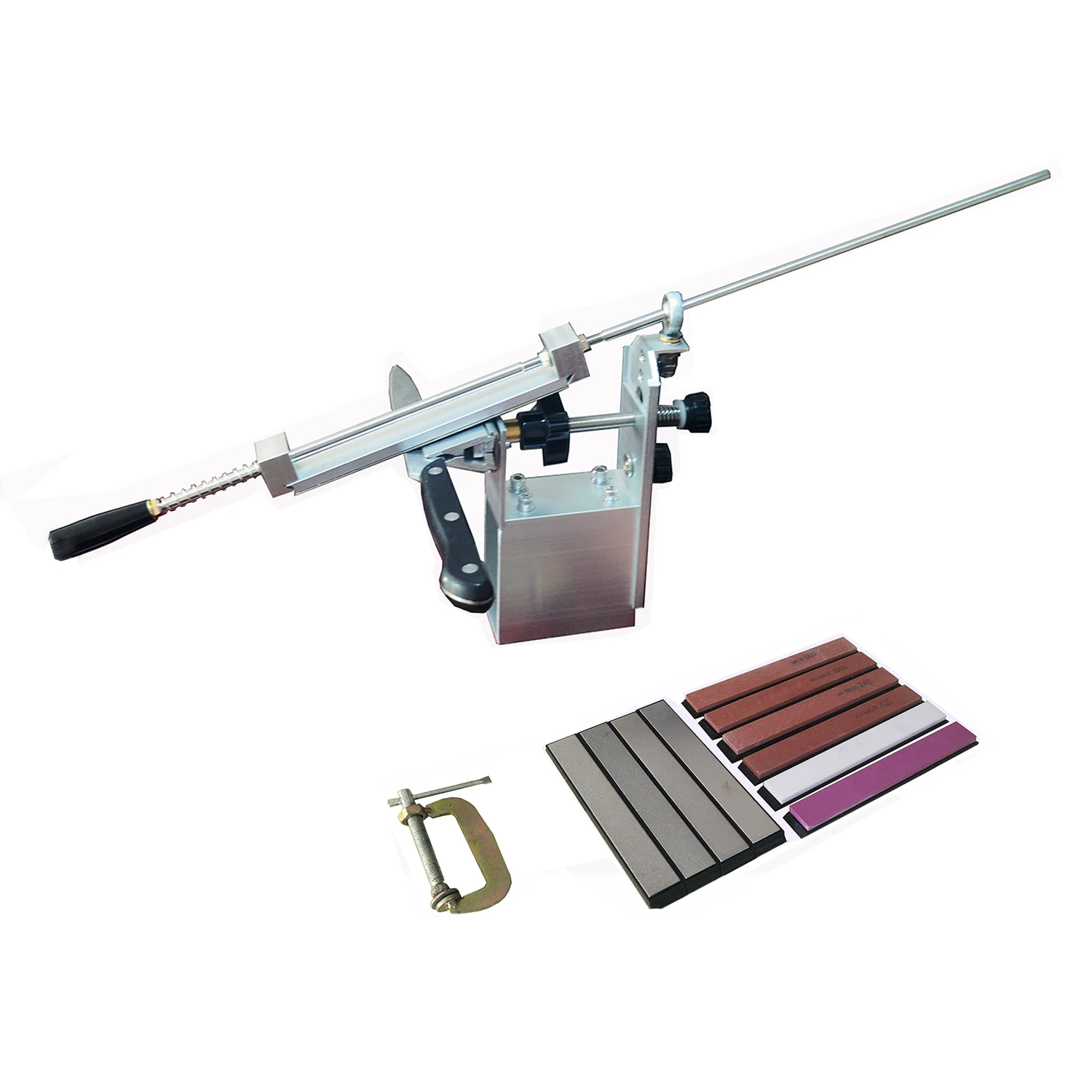 Baratos Afilador de cuchillos profesional Sistema de afilado 360 grados de rotación cuchillo Apex borde afilador de cuchillos aleación de aluminio