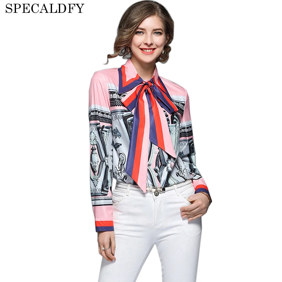 

Spring 2018 Runway Top Womens Tops And Blouses European Fashion Casual Elegant Shirts Ladies Office Shirt Blusas Femininas