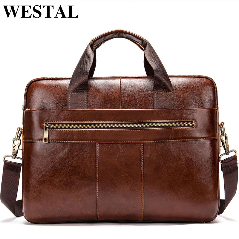 

WESTAL Messenger Bag Men Leather Men's Genuine Leather Bag Men's Shoulder/Crossbody Bags for Men Laptop Bags Man Handbags 8523