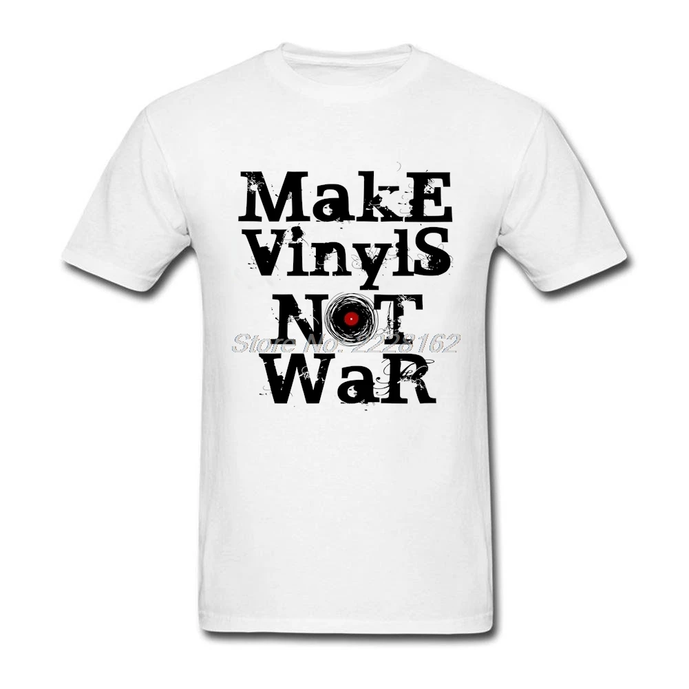 

Retro Vinyl Records T-Shirt Men Navy Shirts Designs Make Vinyls Not War for BF T Shirts Man XXL