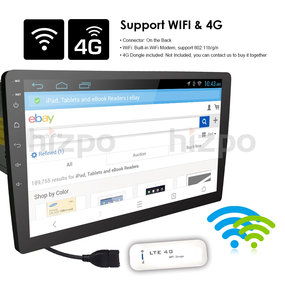 Flash Deal Latest 2019 Android8.1 car stereo 2GRAM+32GROM Auto radio HD 1024*600 GPS radio 10.1inch screen Universal QuadCore Head unit CAM 12