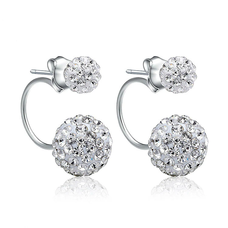 

new Fashion 925 Sterling-silver-jewelry Earrings Refined and elegant Double Ball Shine Earings Pendientes Mujer Piercing Aretes