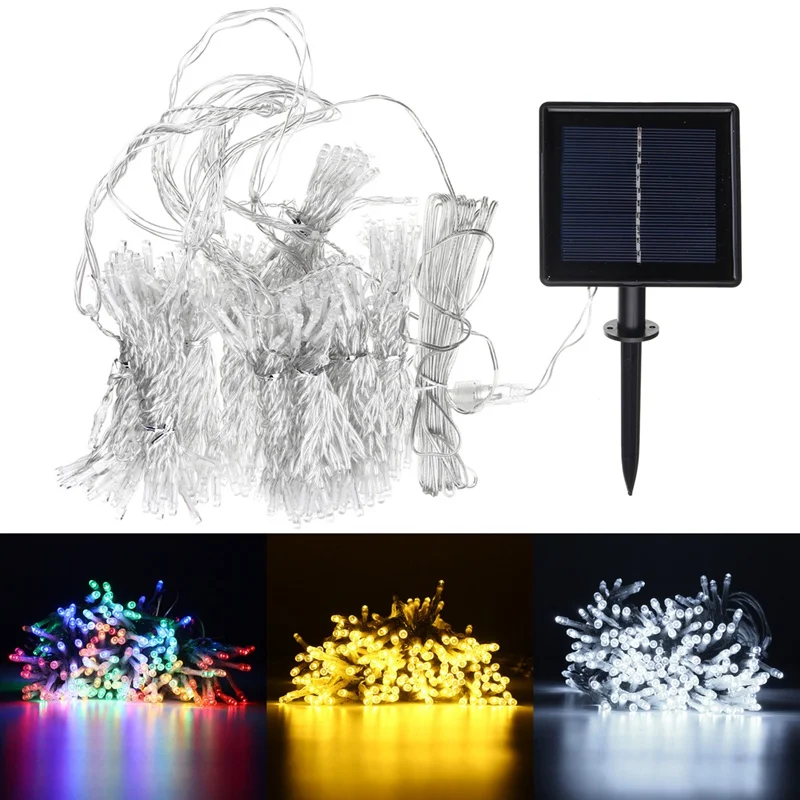 Solar Powered 300 LED String Light LED Fairy String Curtain Light Lamp Outdoor Garden Christmas Party Decor