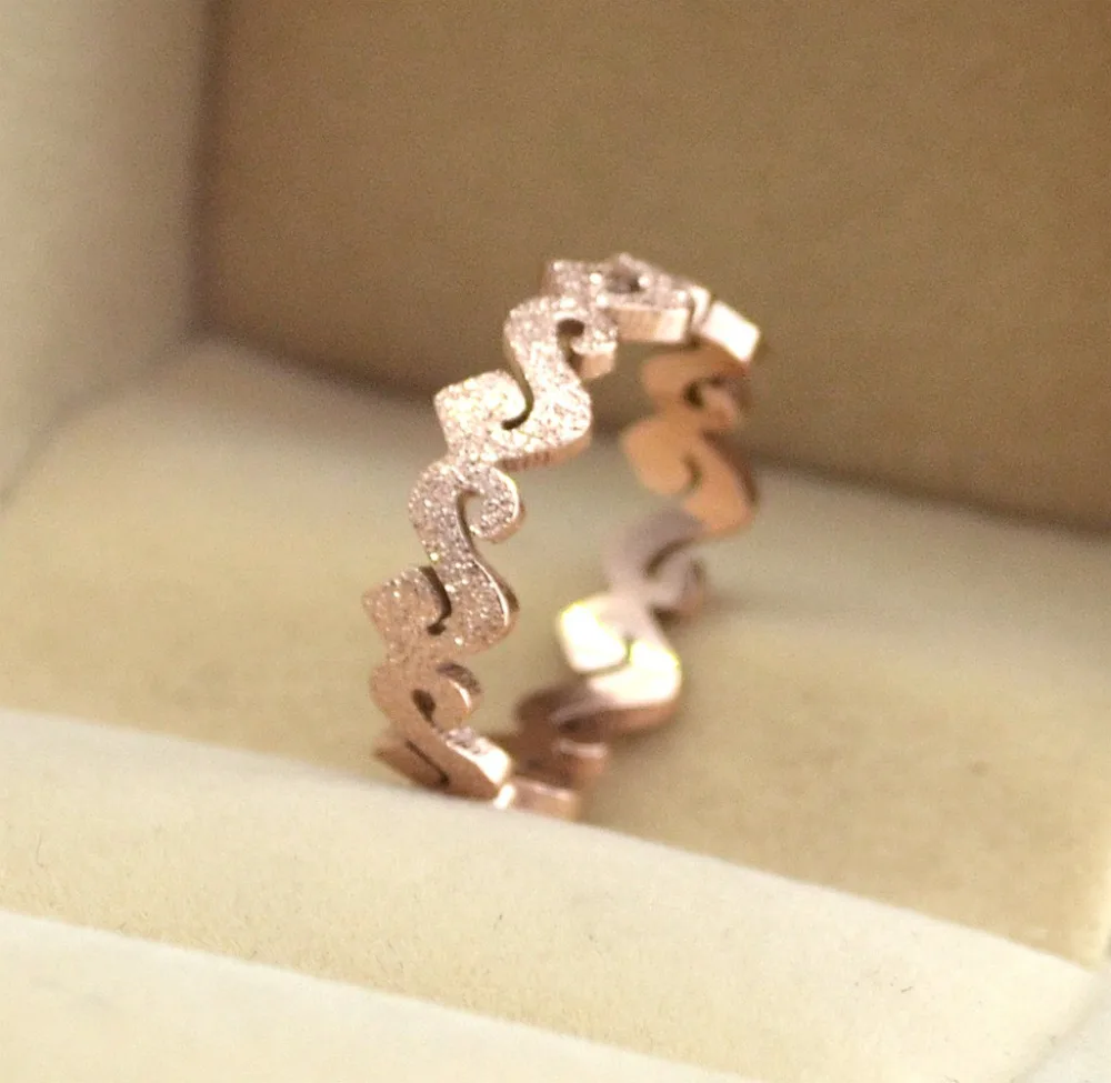 MANGOSKY New arrival rose 14KGP Korean fashion frosted S shaped titanium ring gold color women | Украшения и аксессуары