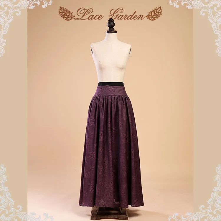 Женская модная кружевная садовая юбка чистого фиолетового цвета с поясом на талии