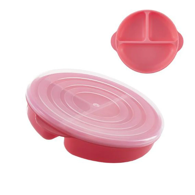 Rose pink Креативная пластина безопасности Детская мультяшная тарелка посуда для фруктов круглая разделенная 3 сетка детская тарелка - Цвет: Rose pink