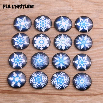 

6pcs Mix Christmas Snowflake Round Glass Cabochon 20mm 25mm Dome Flat Back DIY Jewelry Finding