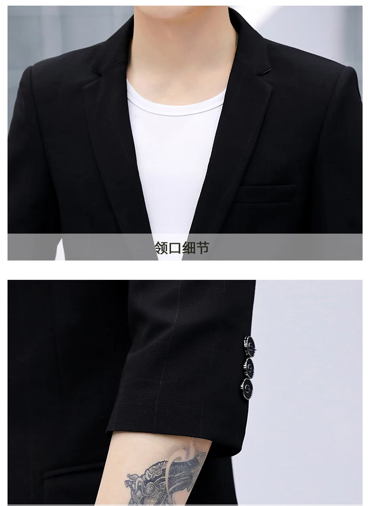 Свадебный костюм мужской костюм Корейская версия плюс размер 3xl комплект из двух предметов куртка с укороченным рукавом + брюки клетчатый