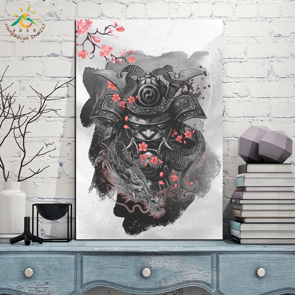 Самурай в Cherry Modern Wall Art Принт Поп-Арт Плакаты и Принты Scroll Холст Картины Настенные