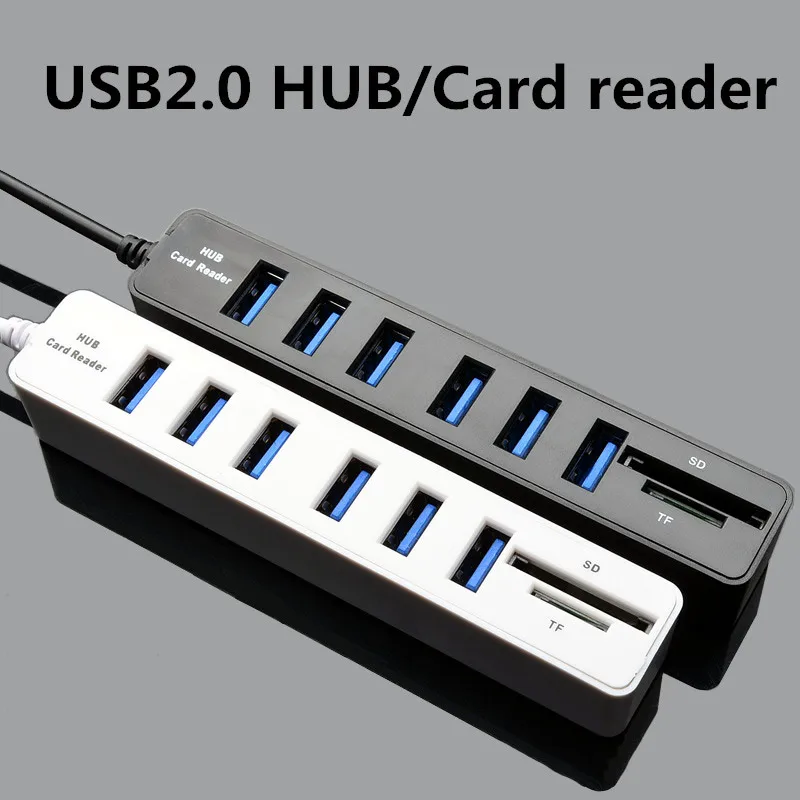 Новинка; Лидер продаж 6 Порты USB Hub Привет-Скорость USB 2,0 концентратор разветвитель мульти-USB Комбинации 2-в-1 SD/устройство для считывания с