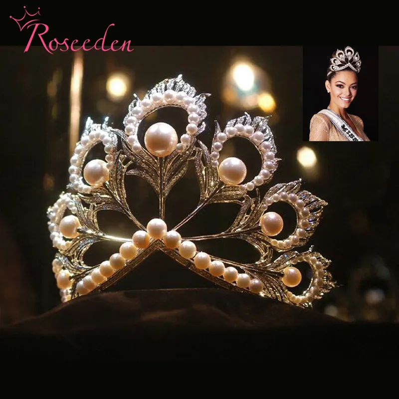 Диадемы и короны Miss Universe гигантские большие пышные Стразы с жемчугом miss world Crown RE484