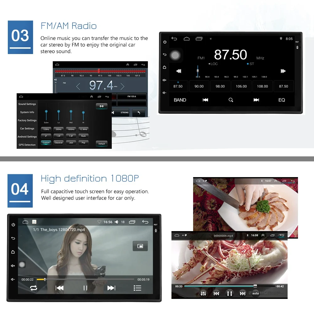 Excellent Android 7.1 Car Stereo 2G+32G 7 Inch 1080P Autoradio Quad Core Android Head Unit GPS Navigation Audio Radio 4
