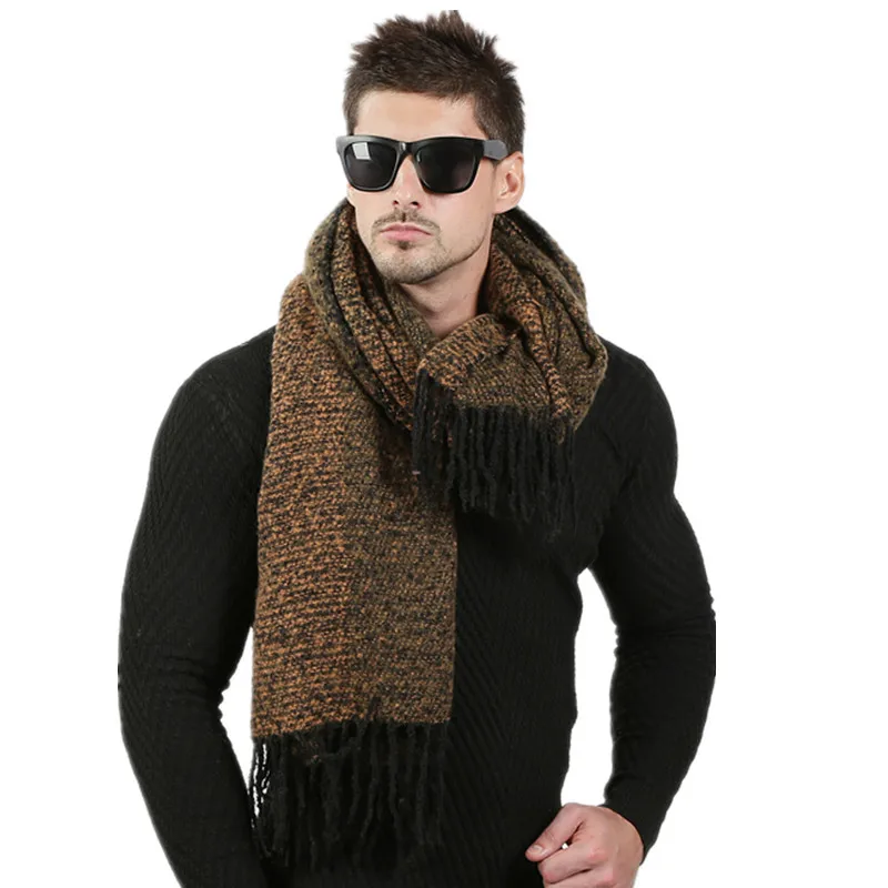 Yellow Новинка, 70 см* 200 см, мужские Модные Дизайнерские шарфы, мужские зимние шерстяные вязаные кашемировые шарфы, для пары, высокое качество, толстый теплый длинный шарф - Цвет: Yellow