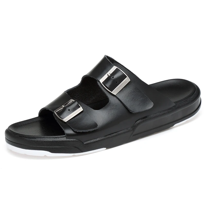 

Mens Flip Flops Slippers Leather Men Shoes Chancletas Verano Hombre Chinese Slippers Outside Beach Swimming Shoes Size 38-44