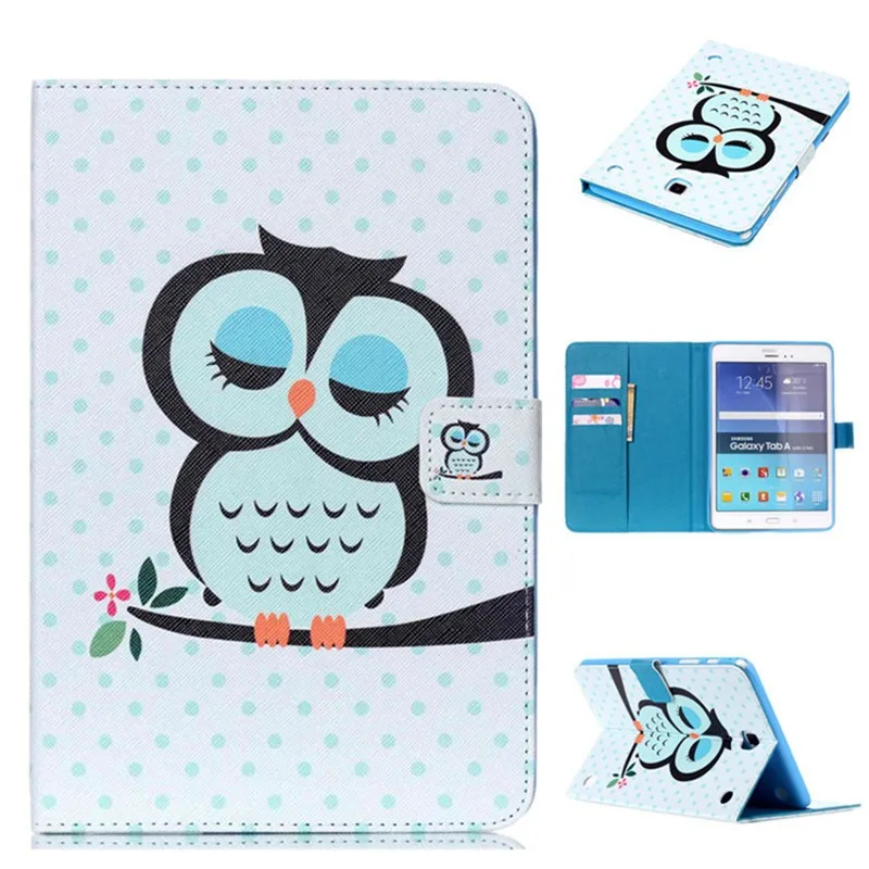 For Samsung Galaxy Tab A 8.0 T350 T355 Case PU Leather Cat Shining Rose Tree Pink Magnetic Smart Tablet Wallet Slots Covesr new  (63)