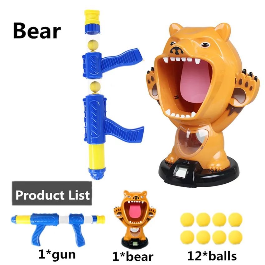 1 комплект с воздушным питанием для мальчиков, Детская безопасность, мягкие пули, игрушечный пистолет, забавный подарок, Крытый хит, голодна утка, игра, мишень, пуля, игрушка - Цвет: Bear