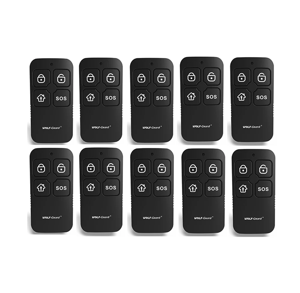 Remoto para Alarme rf sem Fio à Prova Lote Wolf-guard 433 Mhz d’ Água Preta Sceurity 4 Chaves Keyfobs Controle Casa Sistema 10 Pçs –