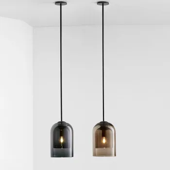 

single bell shape hang lamp Nordic led E14 indoor decoration smoke gray amber glass pendant lights