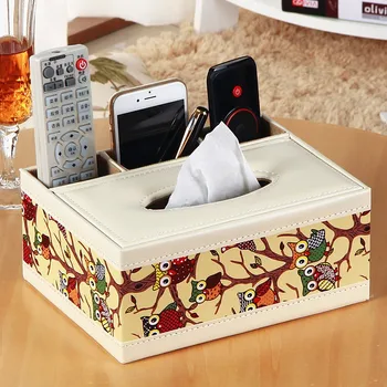 

PU Leather Multifunction Tissue Box Cover Pen Pencil Holder Remote Control Storage Box Desk Organizer Office Desktop Table
