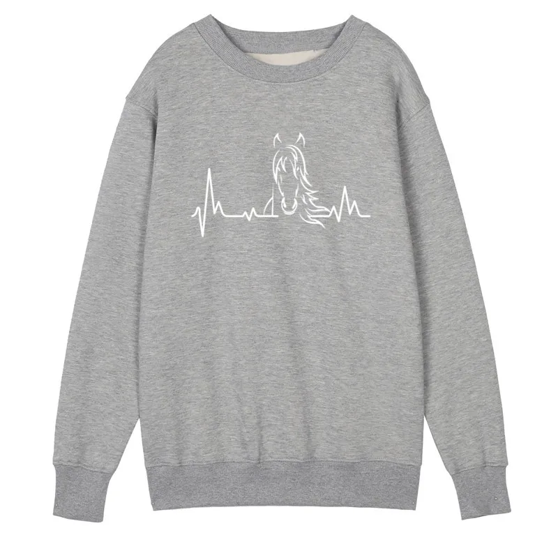as picture Riding Horse Sweatshirts Women Hoodies Autumn Fleece O-neck Love Horse Woman Sweatshirt Pullover - Цвет: as picture