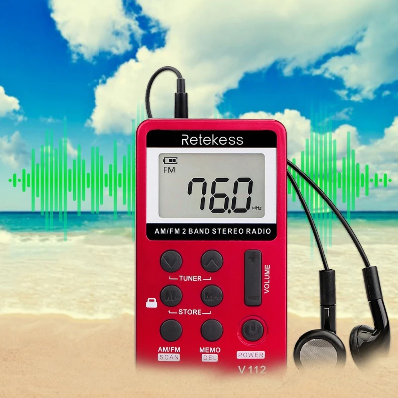 

Portable Small 2 Band Digital Digital Tuning1.5 Inch Screen Radios Pocket AM/FM Stereo Rechargeable Radio With Earphone