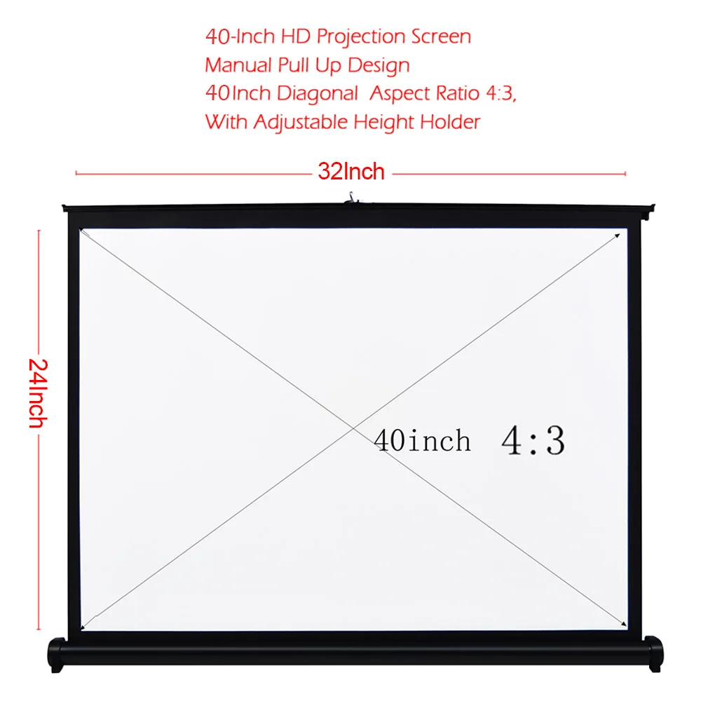 40 дюймов 4:3 HD проекции Экран Портативный в сложенном виде фронтальной проекции Экран для DLP проектор портативный проектор