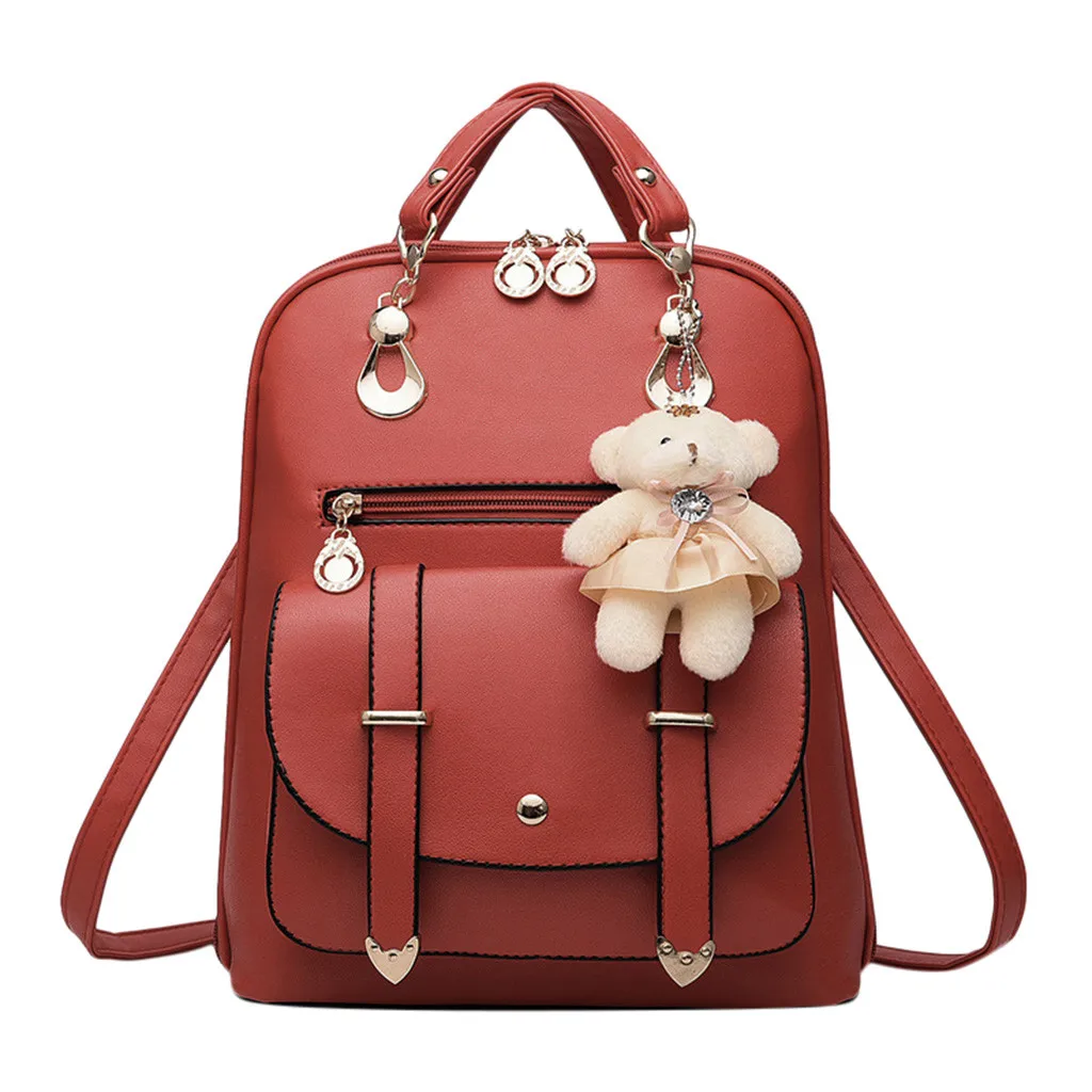 

New Woman Summer Backpack Student Cute Pendant Decorated Shoulder Bag Fashion Casual Women Schoolbag Bookbags For Girls Teenager