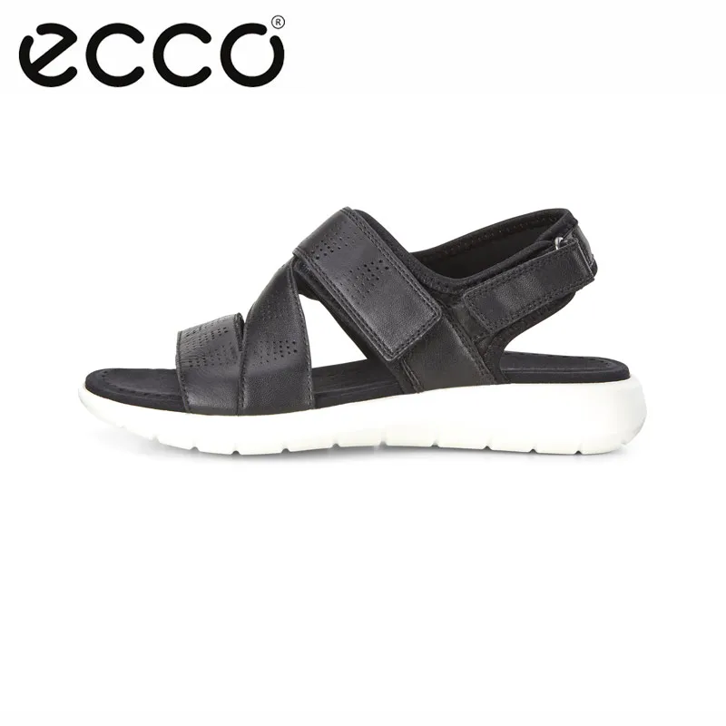 

Ecco 2019 Summer New Women Peep-toe Sandals Female Genuine Leather Flat Sandals Ladies Comfortable Casual Beach Shoes