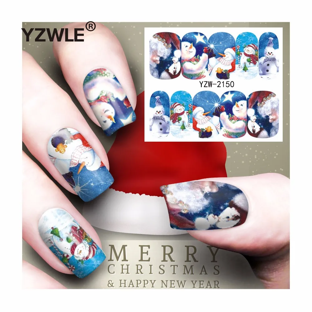 

YZWLE 1 Sheet Christmas Design DIY Decals Nails Art Water Transfer Printing Stickers Accessories For Manicure Salon (YZW-2150)