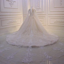 Аманда дизайн Роскошная Кружевная аппликация блестящая длинная кружевная вуаль