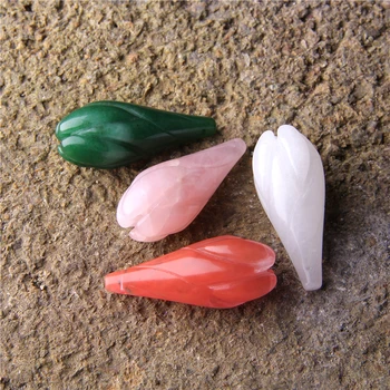 

1pc 46*20mm Natural Gem Jad e Flower Olay Bud Pendant Green Pink 3D Carven Jad e Charms Necklace Charms DIY Jewelry Making