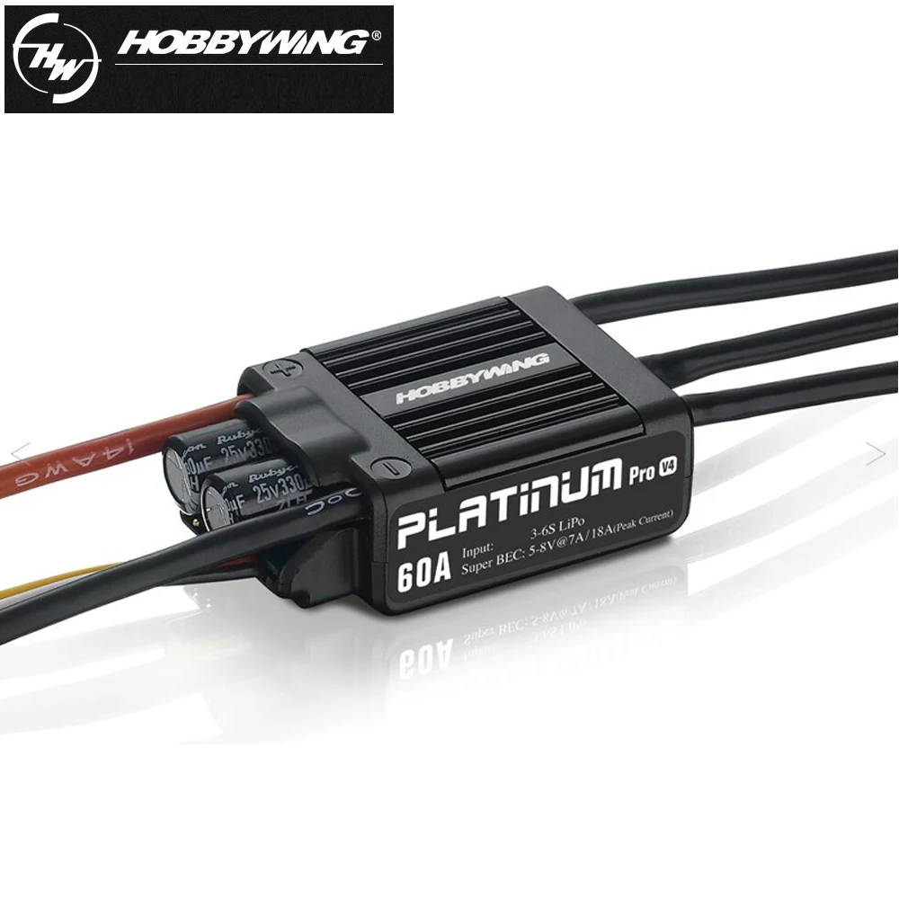 

1pcs Original HOBBYWING Platinum 60A 3-6S Electric Brushless Speed Controller (ESC) Platinum-60A V4