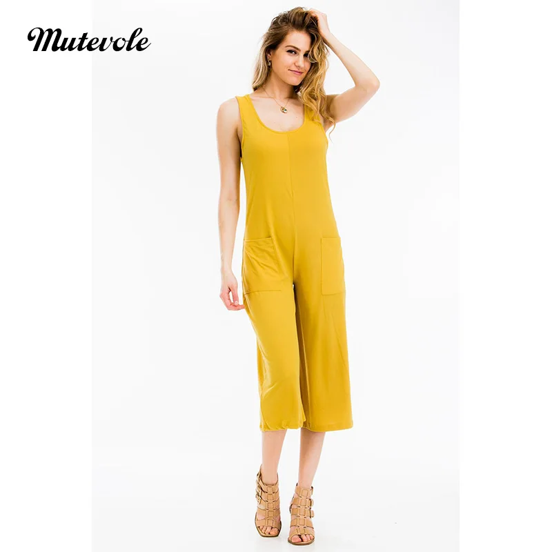 Mutevole Ladies Bodyocn Wide Leg Straps Jumpsuit Women Sleeveless