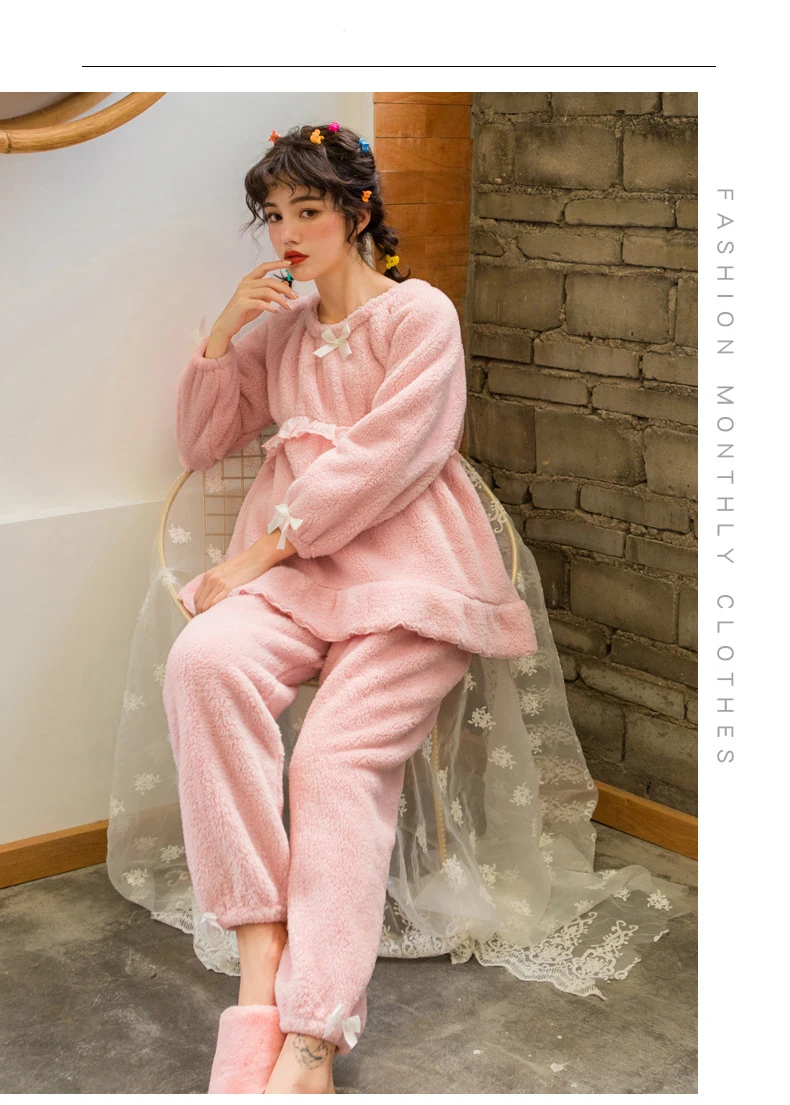 Осенне-зимняя Пижама для беременных, Одежда для беременных, мягкие фланелевые топы с длинными рукавами+ штаны, грудное вскармливание, пижамный комплект, BC1809-1