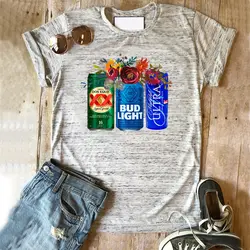 Вывеска Bud Light Рубашка Пиво футболка сочные Топ Пьющий чай Винтаж Топы корректирующие Графический футболки для девочек для женщин Летняя