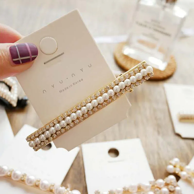 

2019 Korean Geometric Pearls Hair Clips for Women Girls Hair Accessories Jewelry Hair Ties Pearl Hair Clip Hairgrips Barrette
