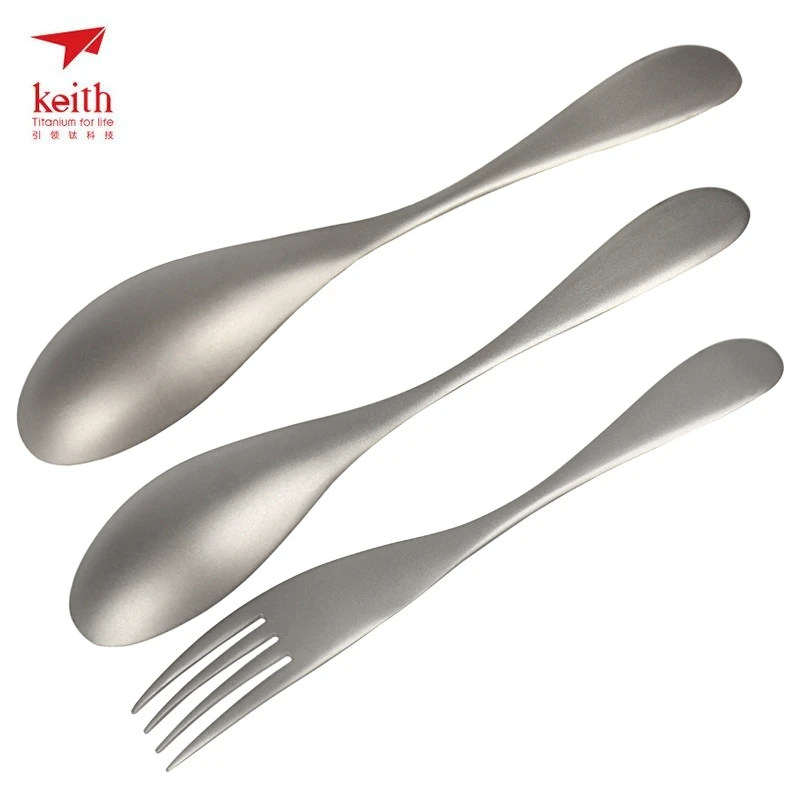 Vajilla de titanio gruesa cuchara sólida tenedor cena postre café sopa cuchara exterior Camping senderismo viajes Tablewares
