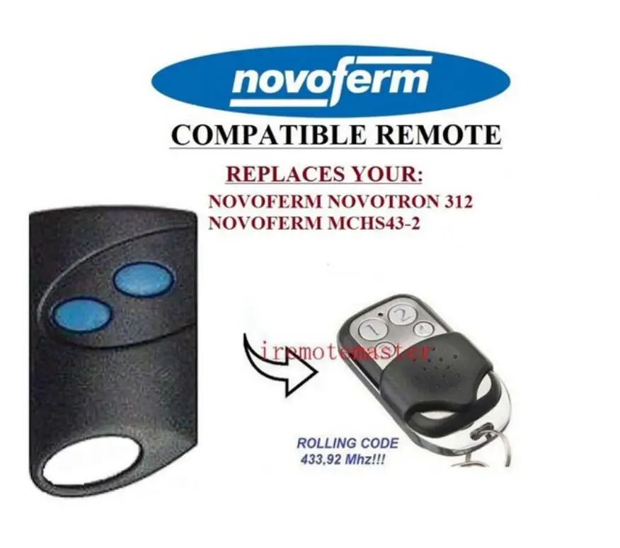 NOVOFERM NOVOTRON 312 MCHS43-2 433 92 МГц совместимый сменный пульт дистанционного управления