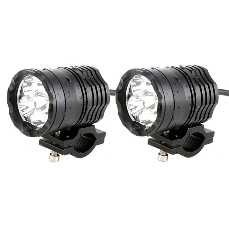 FADUIES Pair 60W Motorcycle Bicycle LED Fog lights Auxiliary driving Lamp Motorbike High Brightness 6000K White +Switch (10)