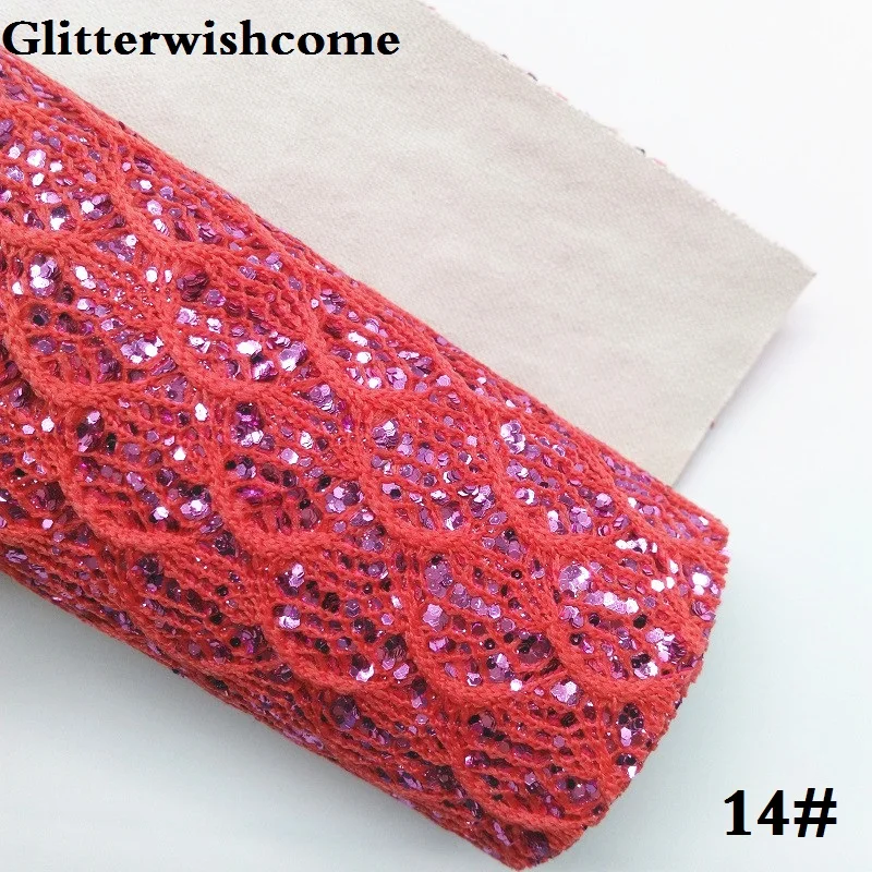 Glitterwishcome 30X134 см мини кружево в рулоне блестящая кожа, рыбка чешуя Русалки Fabirc кожа ткань винил для луков, GM020 - Цвет: 14