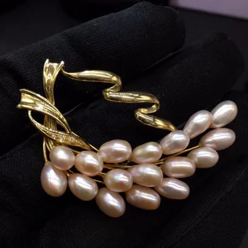 

Pearl Brooches Fine Jewelry Pure 18 K Yellow Gold 100% Natural Akoya Pearls Brooch Japan Origin For Women Fine Brooches