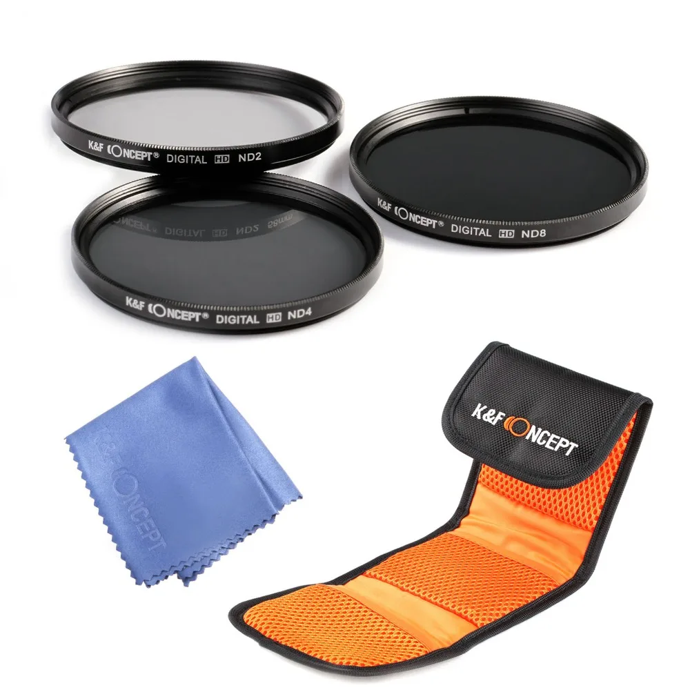

62mm Neutral Density ND Filter KIT ND2 ND4 ND8+ Rag for Nikon Canon Tamron Sigma